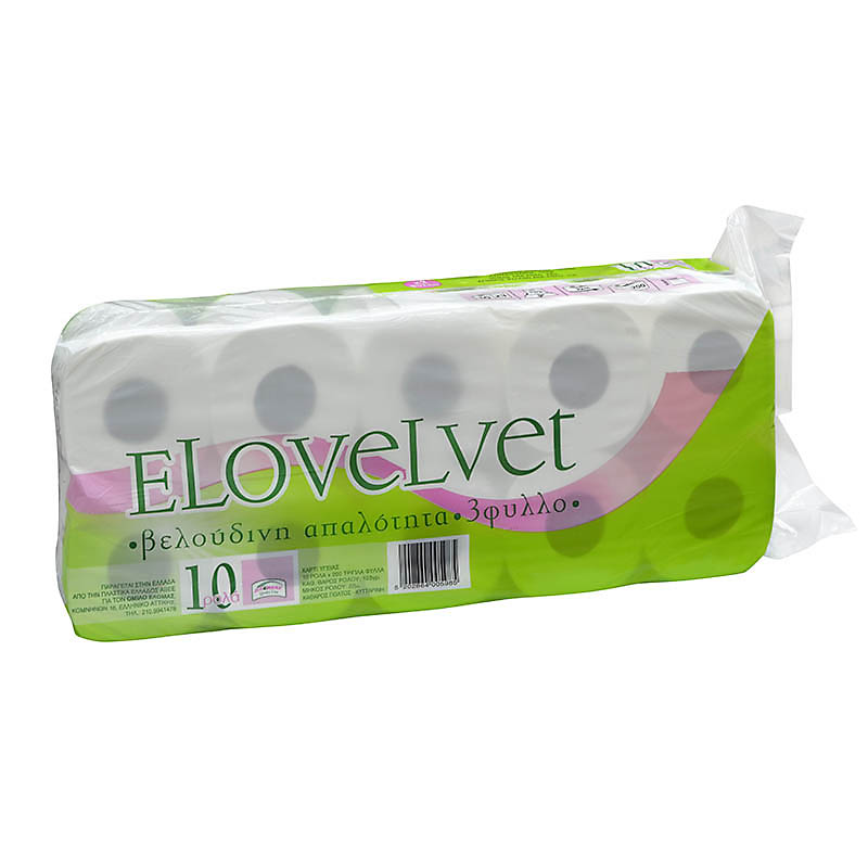 ELOVELVET χαρτί υγείας 3φύλλο 10 ρολά